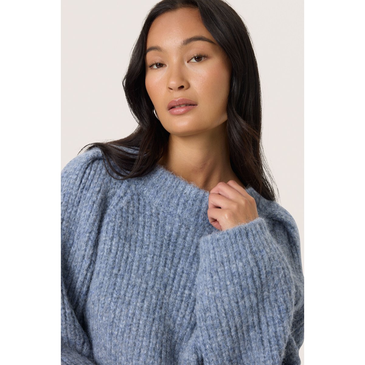 Pullover tricoté bleu bijou blue melange, SOAKED IN LUXURY