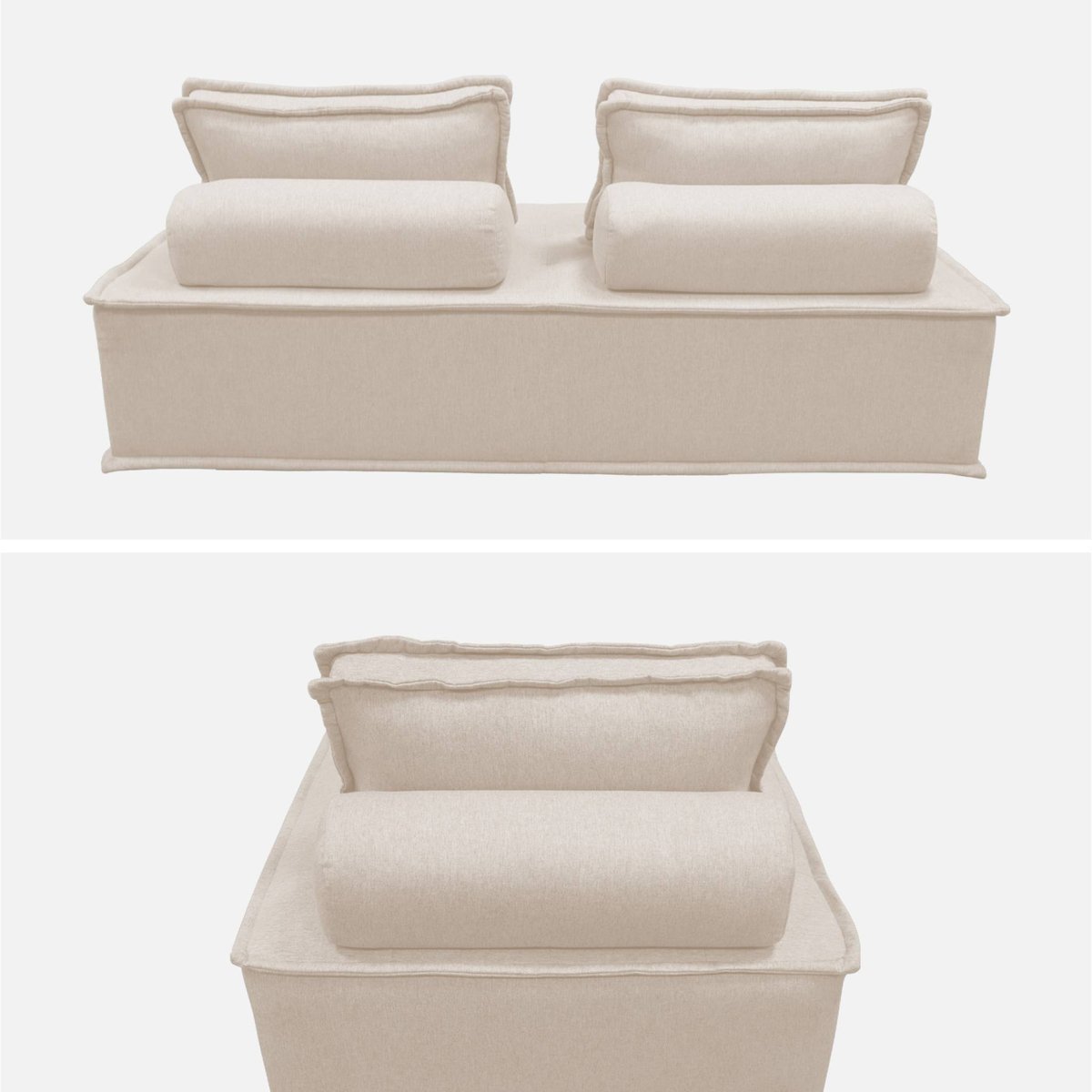 Ensemble chauffeuses pour canapé modulable 3 places tissu capitonné DAO crème, SWEEEK