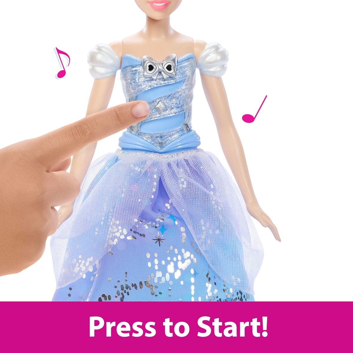 Disney Princess-Poupée Cendrillon et sa robe enchantée bleu, MATTEL
