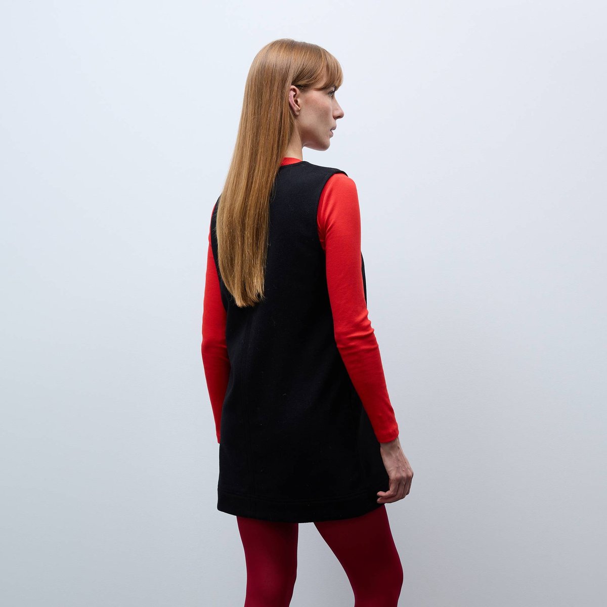 Robe courte unie contenant de la laine noir, MONOPRIX