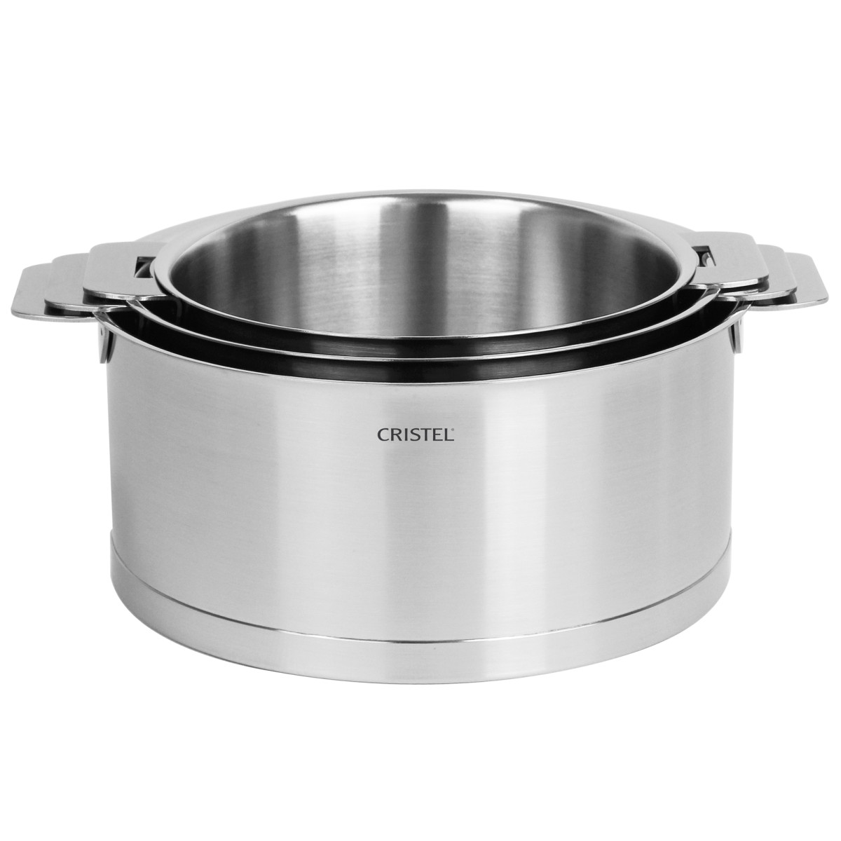 Série de 3 casseroles inox  amovible STRATE v019844, CRISTEL