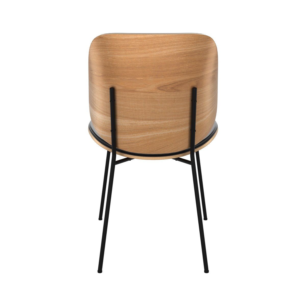 Chaise en bois, PU et pieds en métal - HECTOR noir et bois foncé, MAISON PAVANE