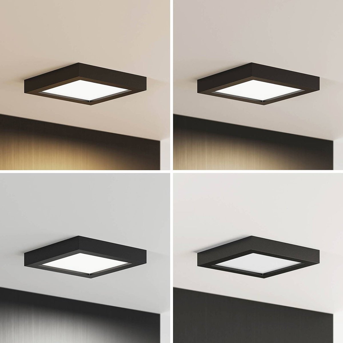 Plafonnier en aluminium moderneLED, Alette noir, blanc, PRIOS