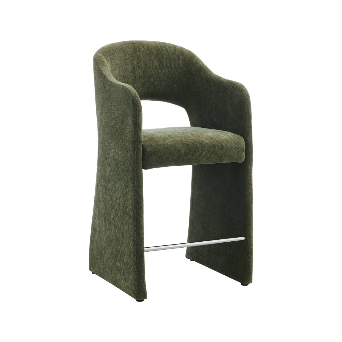 Lot de 2 tabourets de bar en tissu SÉPHIRA vert, MADE IN MEUBLES