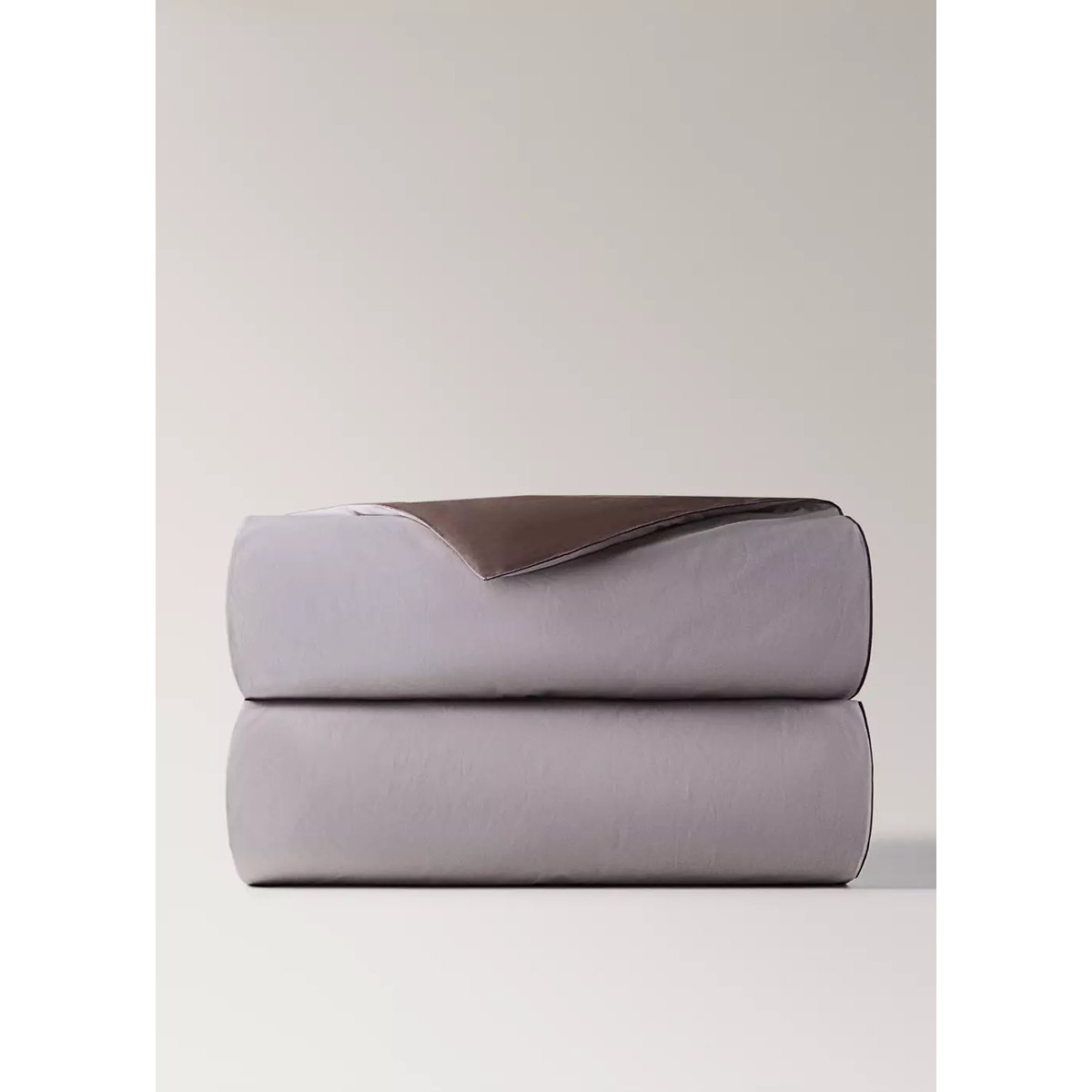 Housse de couette en percale de coton 100 % Lit 90 cm marron, MANGO HOME