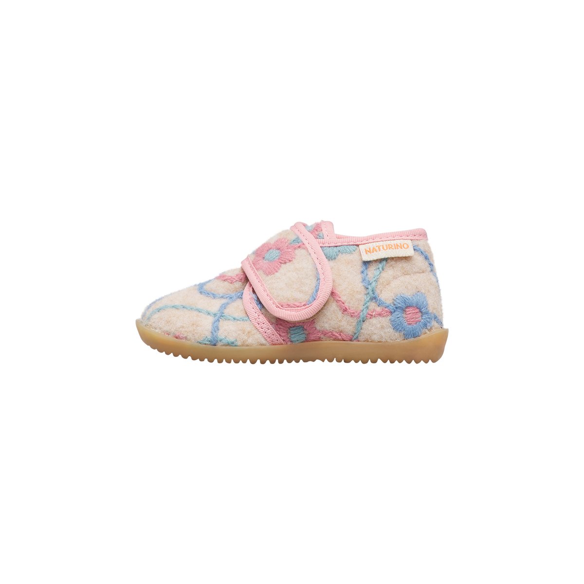 Pantoufles en laine HOME rose-bleu ciel-beige, NATURINO