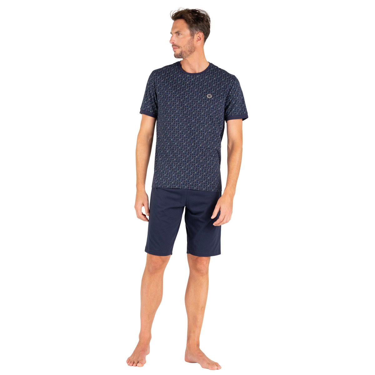 Pyjama court col rond SMILEYWORLD® marine, EMINENCE