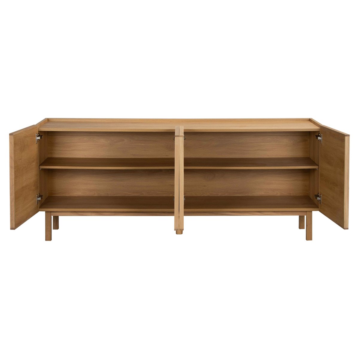 Buffet effet bois et tissu 4 portes 180 cm style scandinave, TOMY bois clair, OVIALA