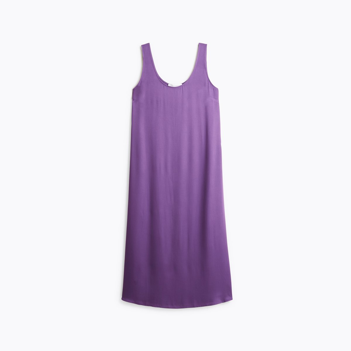 Chemise de nuit longue col rond en satin SILLAGE violet, LAURENCE TAVERNIER