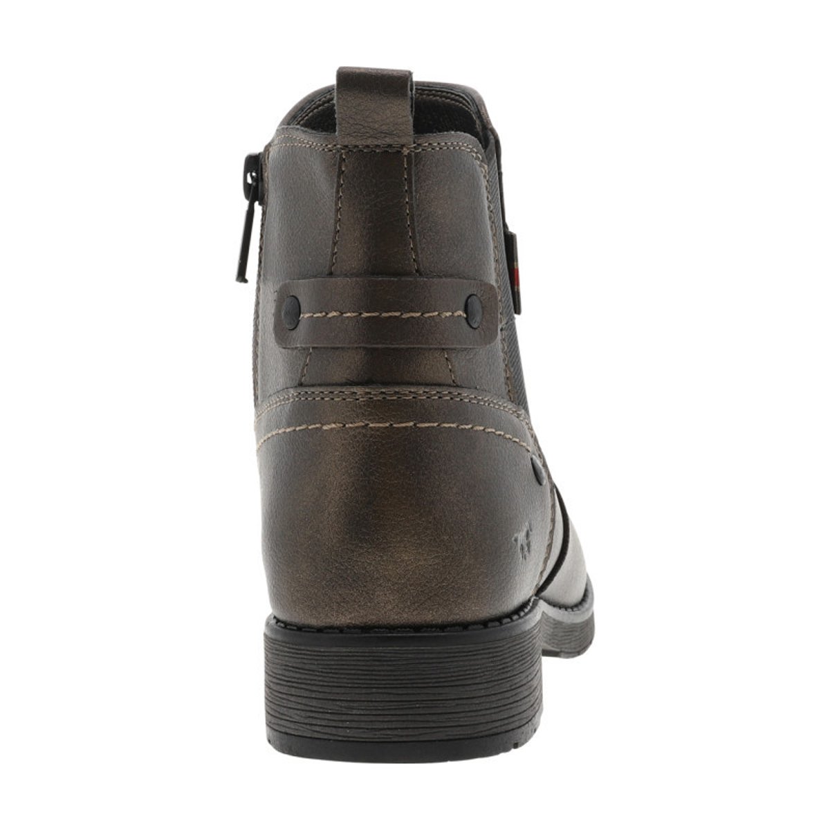 Boots bronze à talon décroché bas avec un zip et un soufflet élastiqué bronze, MUSTANG