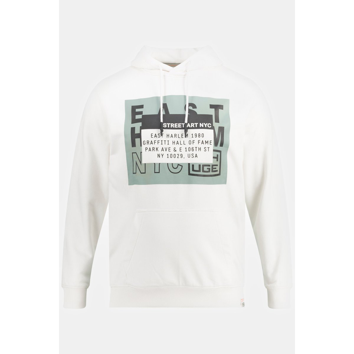 Sweat à capuche, imprimé format XL blanc neige, STHUGE