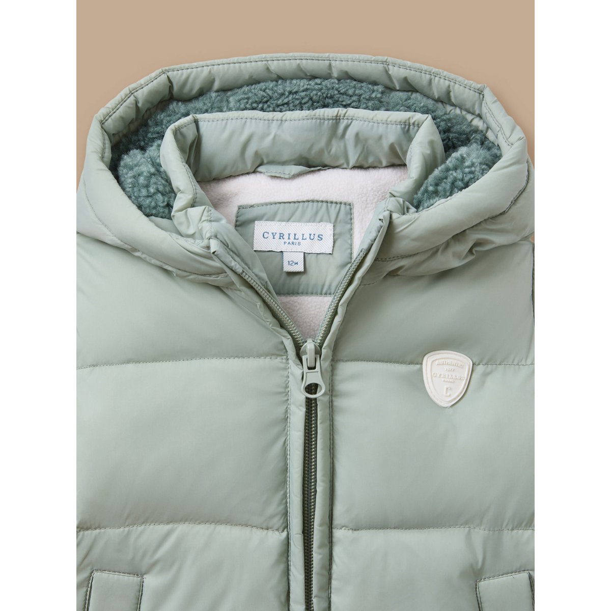 Doudoune unie doublée sherpa vert d'eau, CYRILLUS