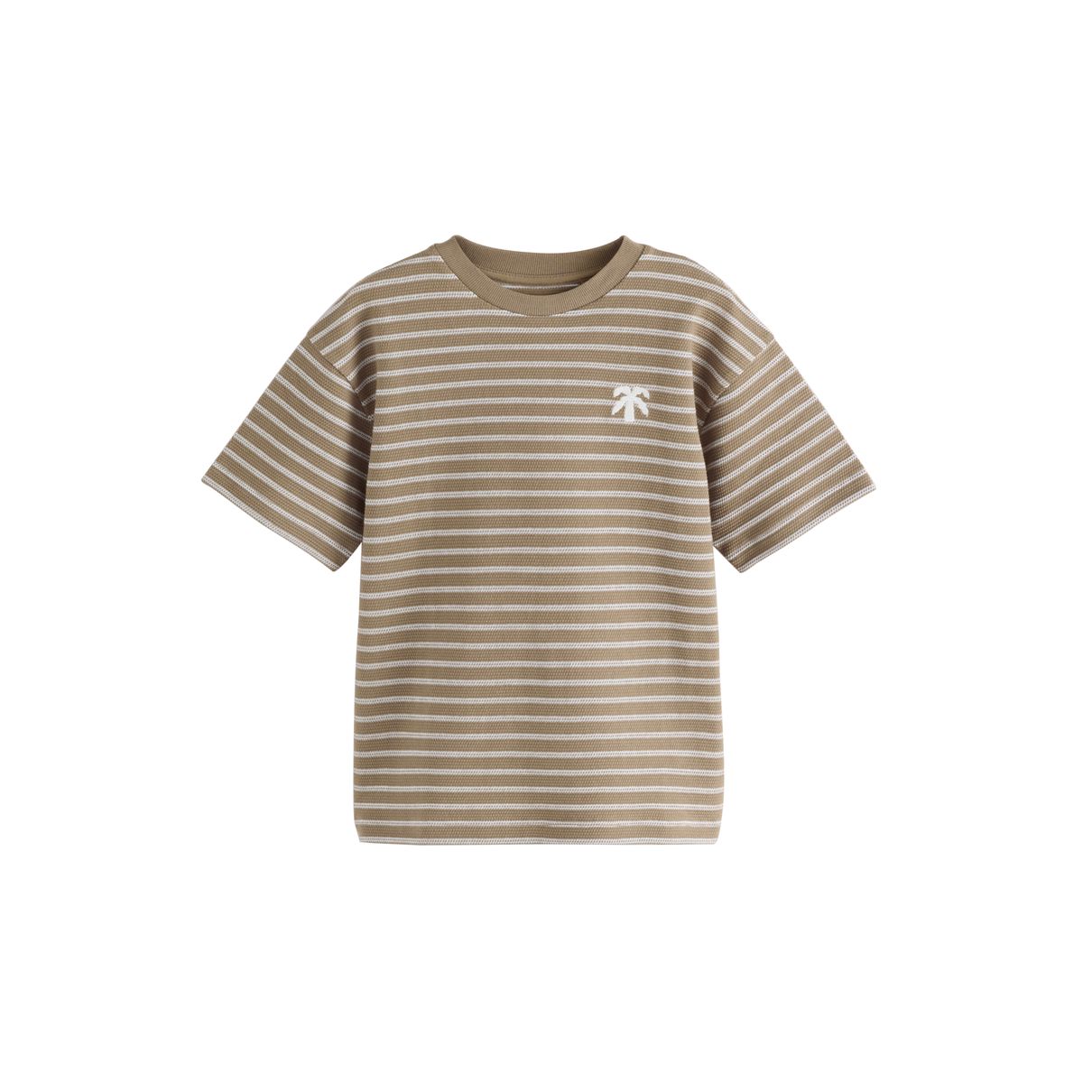 T-shirt décontracté texturé, lot de 3 rayures bleues/blanches/marron, NEXT