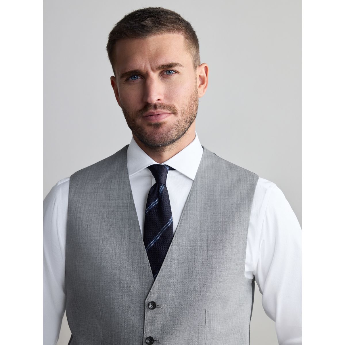 Gilet de costume en laine Signature gris, NEXT