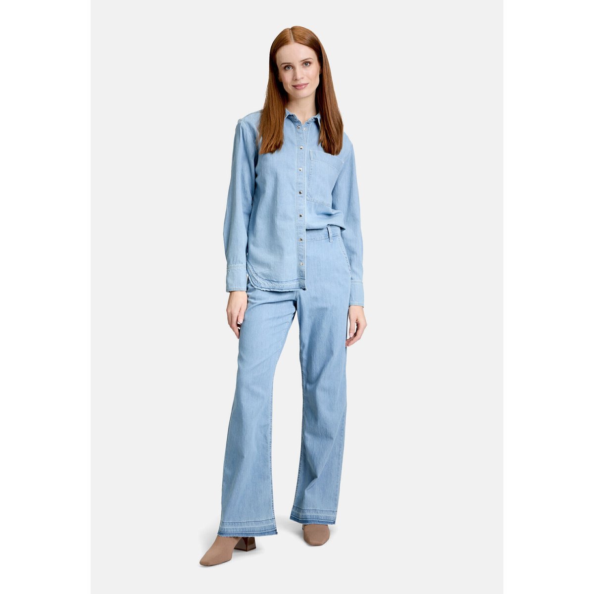 Pantalon casual à bord franc light blue denim, BETTY BARCLAY