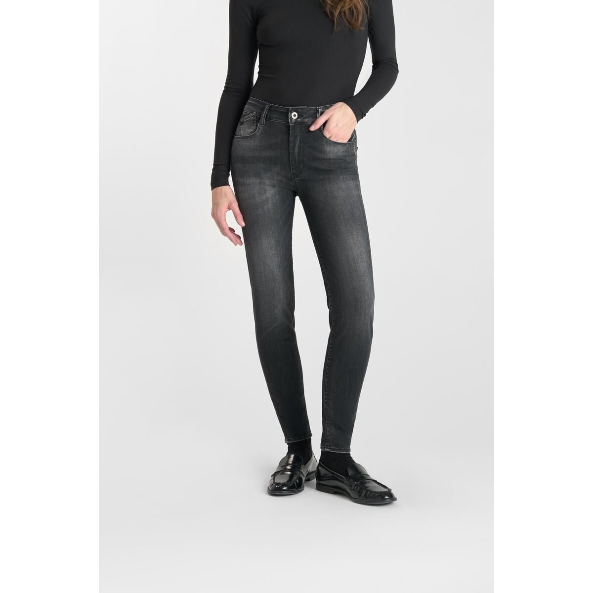 Jeans push-up slim taille haute PULP, 7/8ème black, LE TEMPS DES CERISES