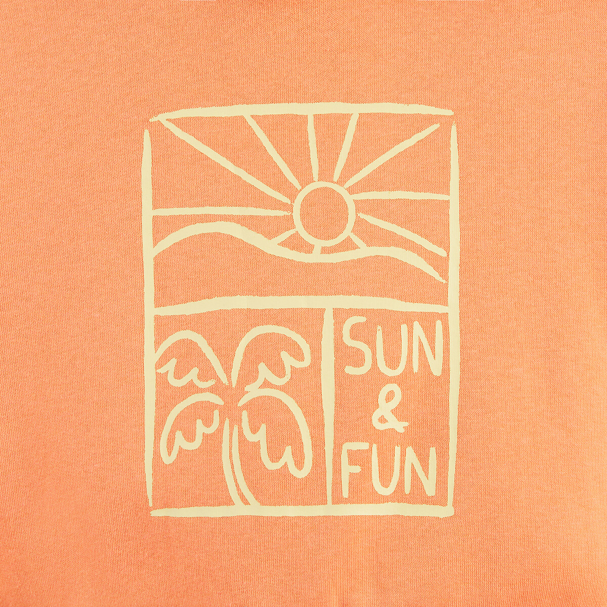 Sweat à capuche, imprimé sun and fun orange, LA REDOUTE COLLECTIONS