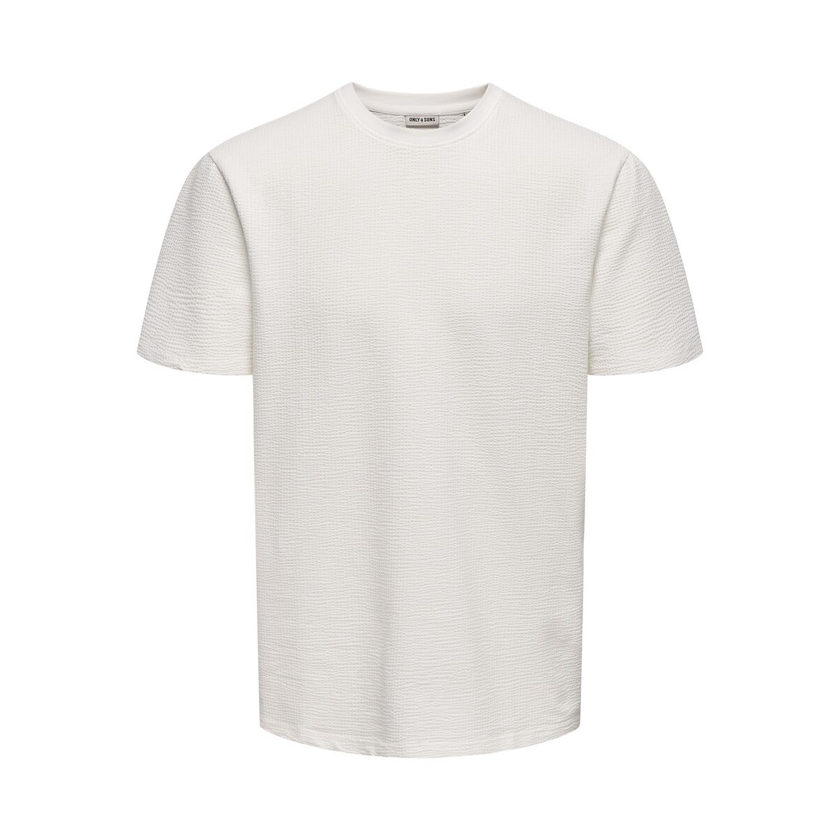 T-shirt in seersucker a maniche corte bianco, ONLY & SONS