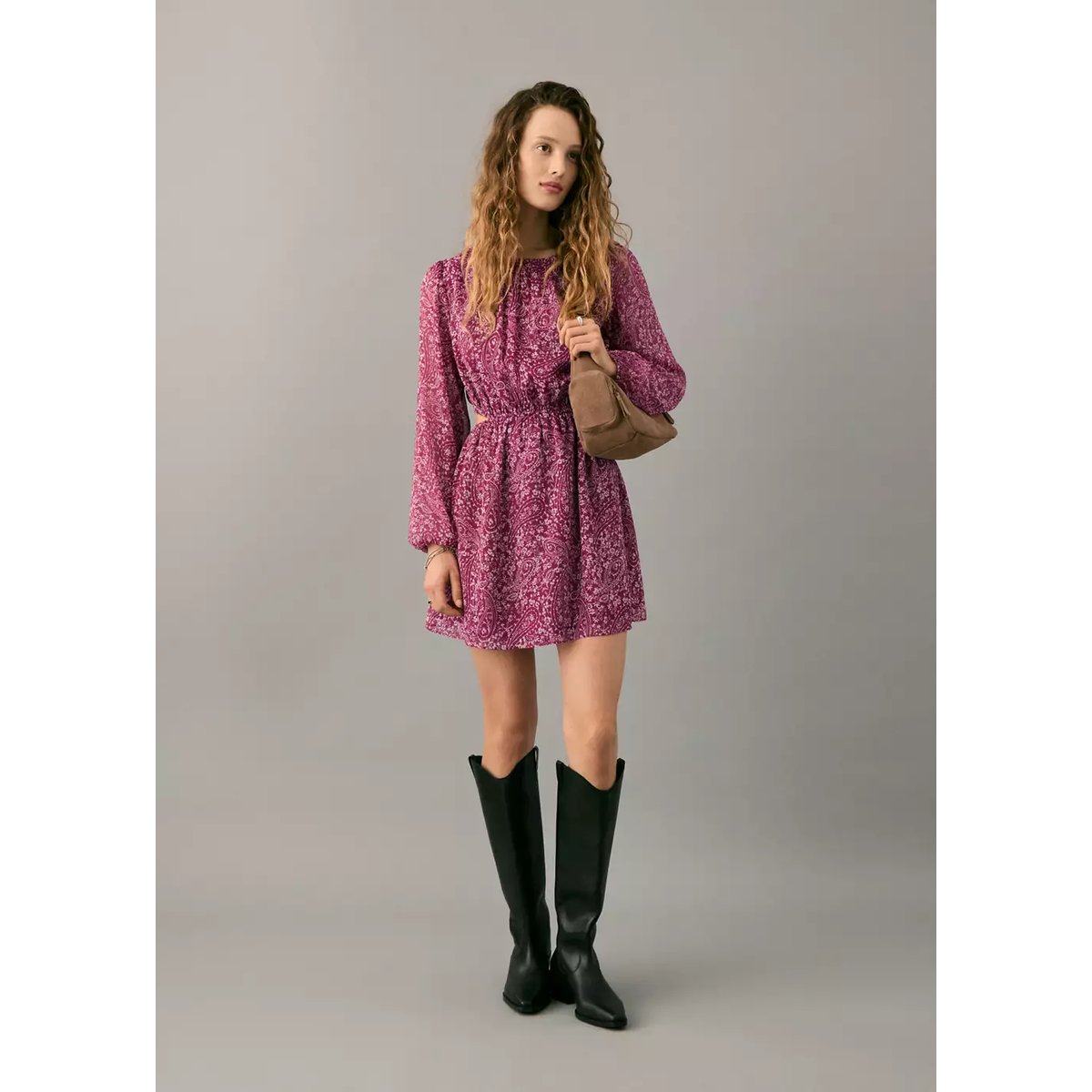 Robe cachemire cut-out grenat, MANGO TEEN