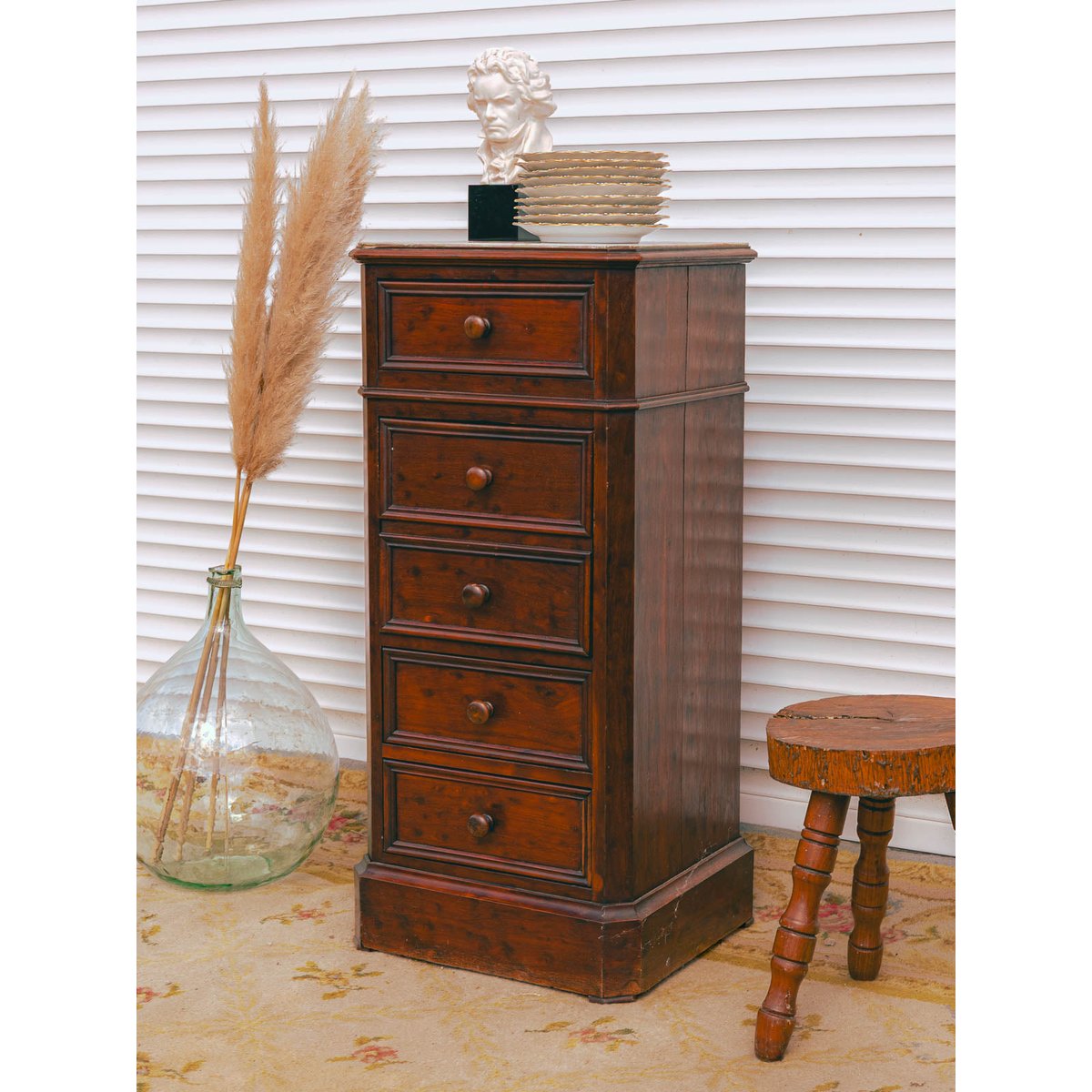 Chiffonnier en bois et marbre Valery N°135 - Bon état blanc, DEBONGOUT