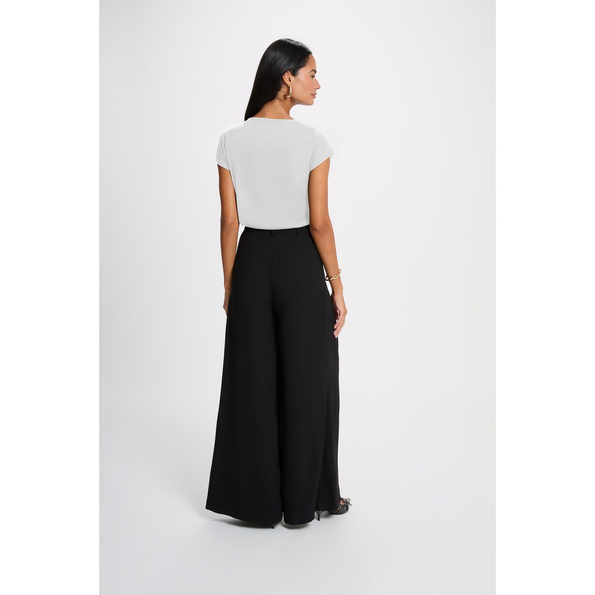 T-shirt col rond blanc, MORGAN