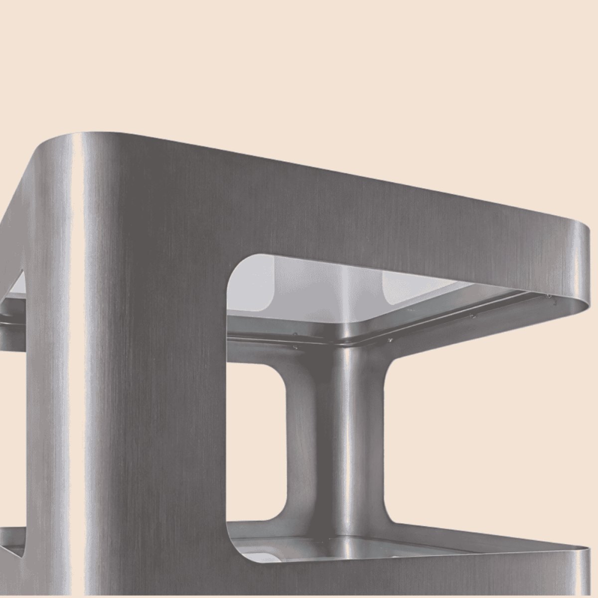 Table d'appoint design en métal 3 niveaux gris, ORNAMI