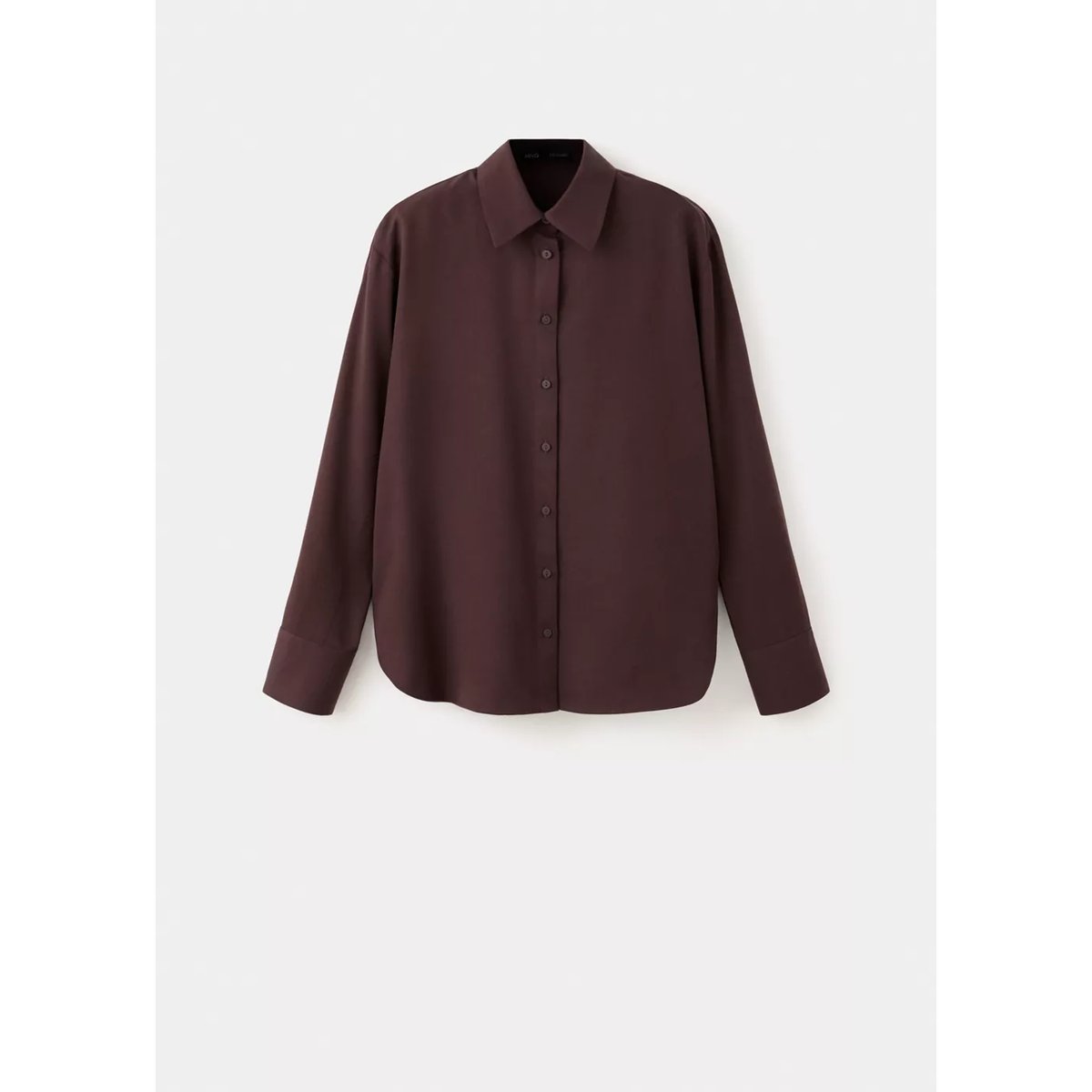 Chemise droite en lyocell marron, MANGO