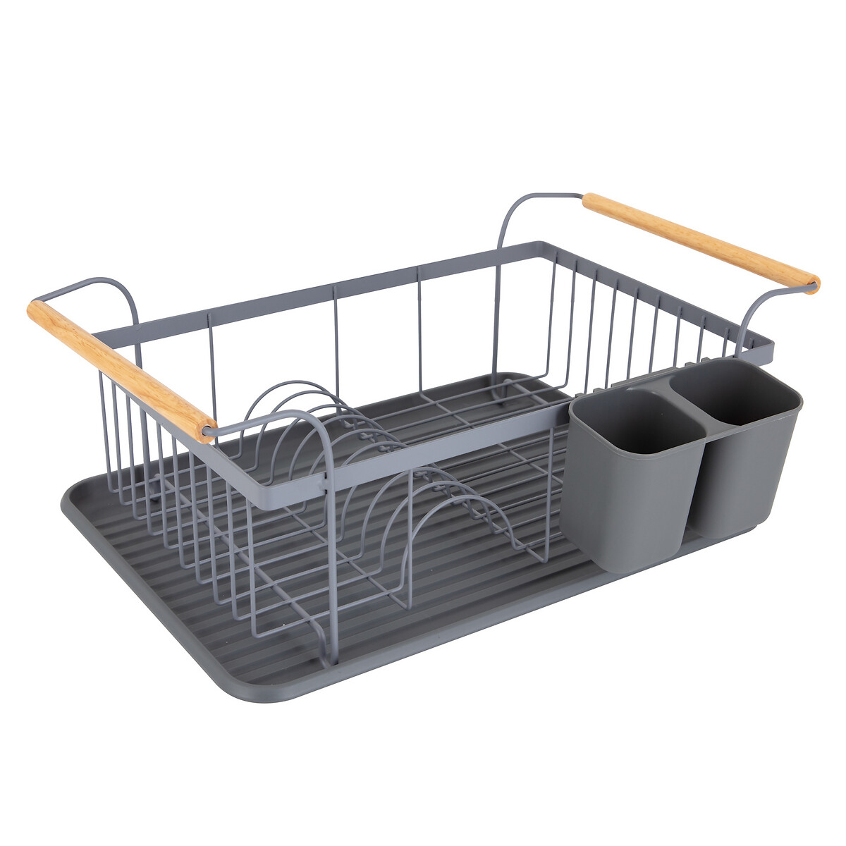 Scandi Dish Rack with Wooden Detail grey, TOWER