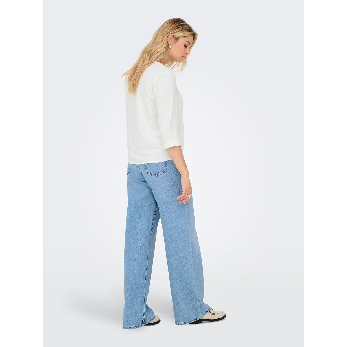 Soepele blouse met V-hals wit, JDY