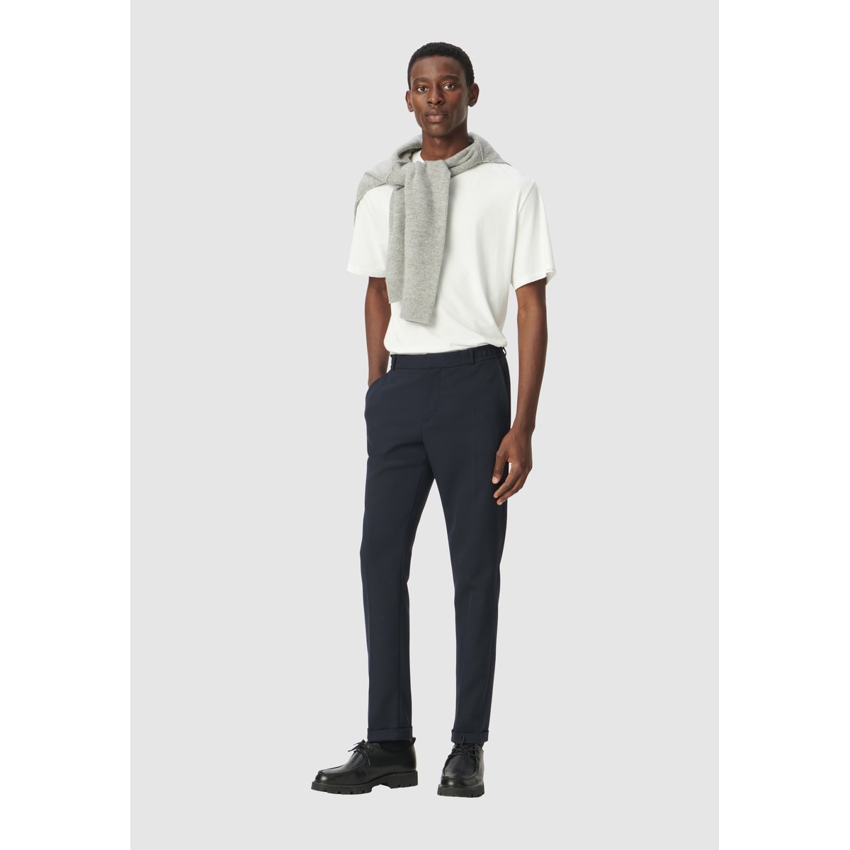 Pantalon de costume élastiqué dos bleu marine, IKKS