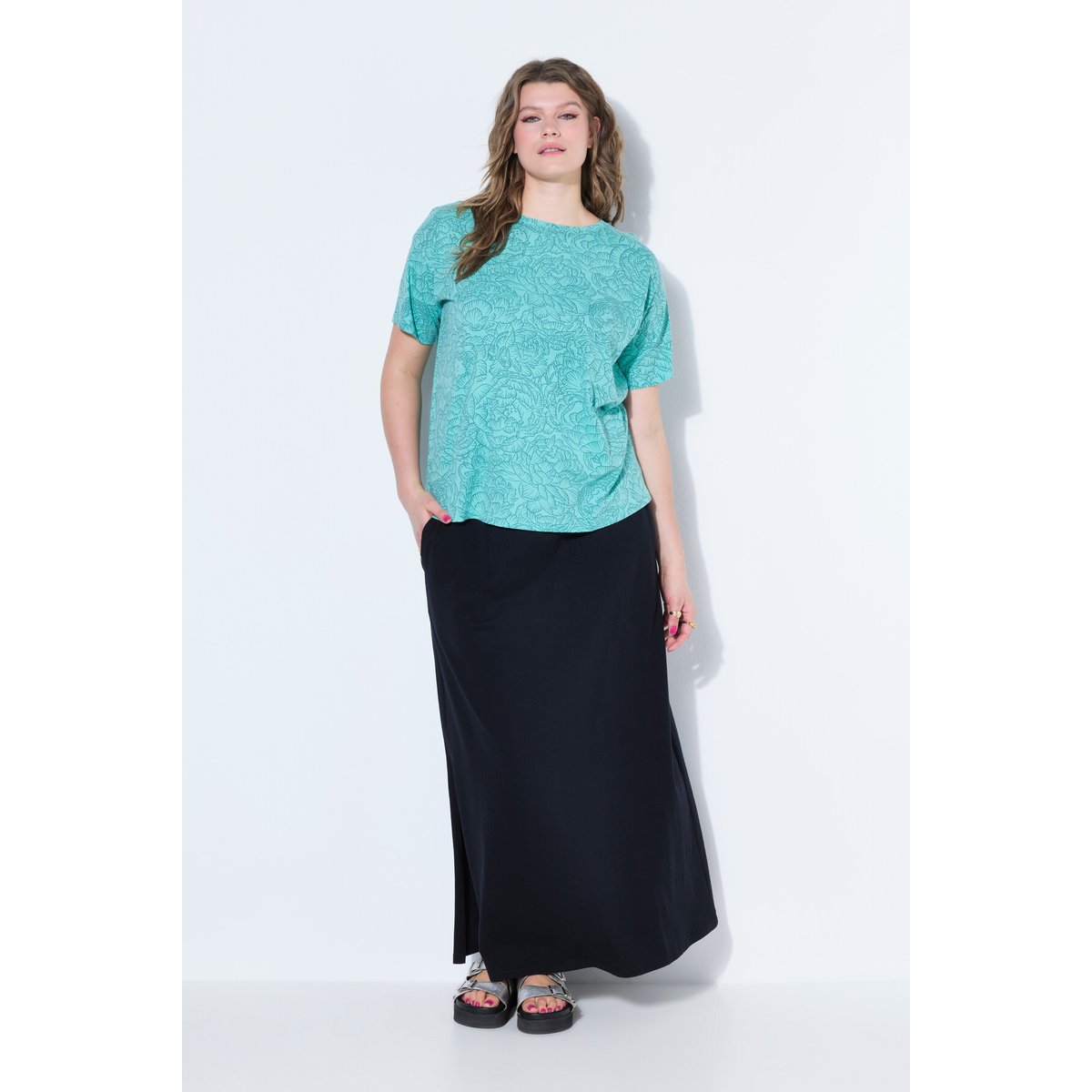 T-shirt oversize, imprimé floral menthe bleue, STUDIO UNTOLD