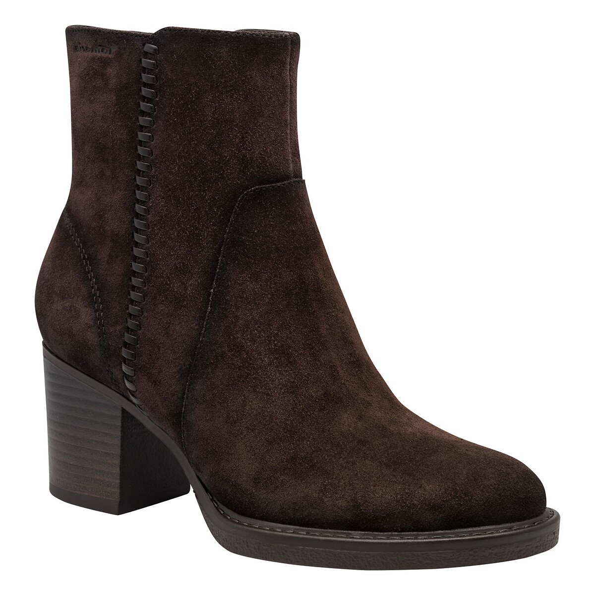Bottines à talons, en cuir suède marron foncé, TAMARIS
