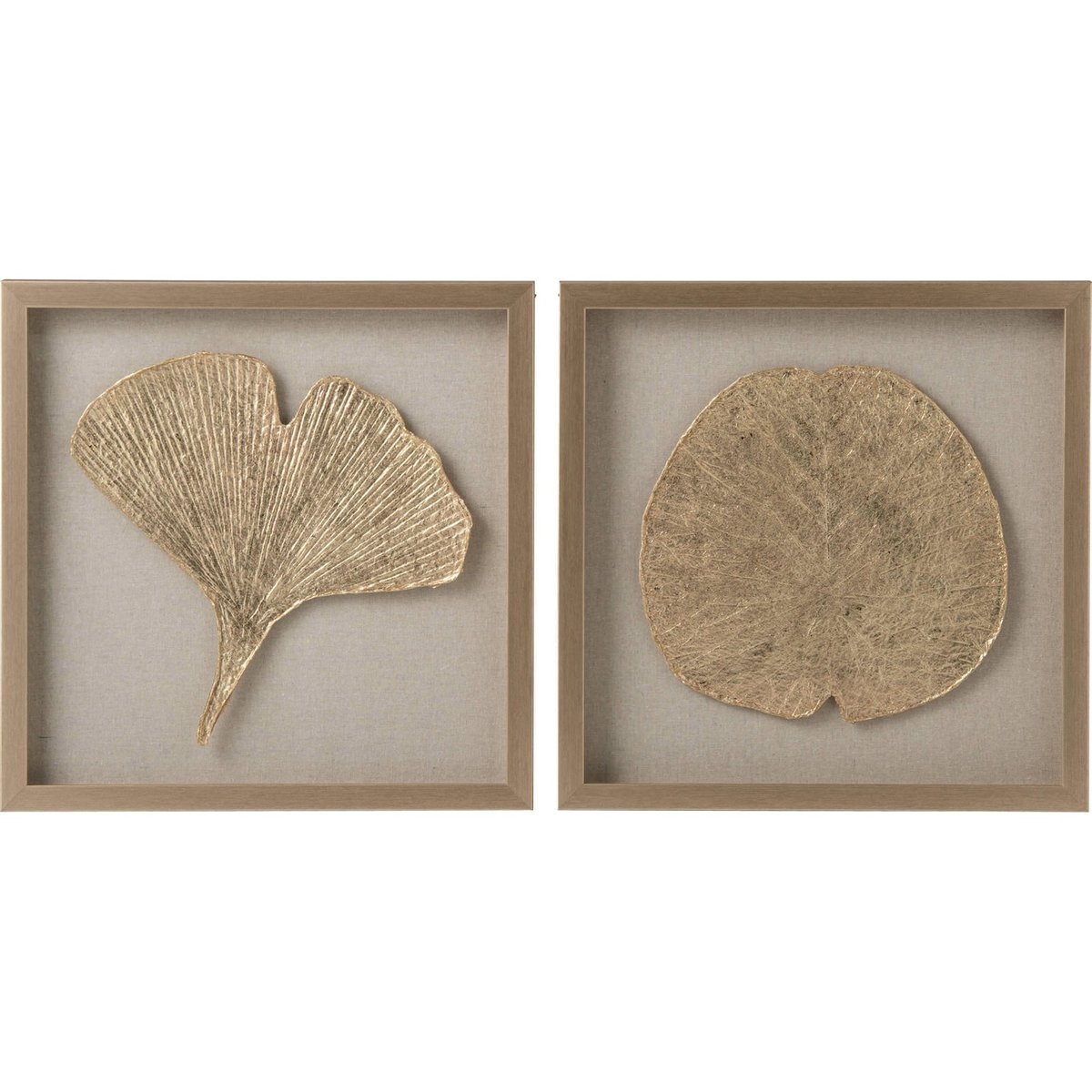 Tableau mural motif végétal, Lot de 2 doré, RECOLLECTION