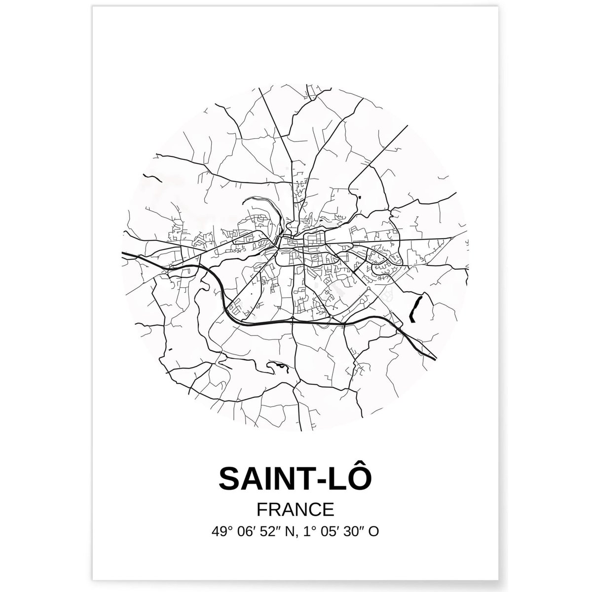 Affiche Carte Saint-Lô blanc, L'AFFICHERIE