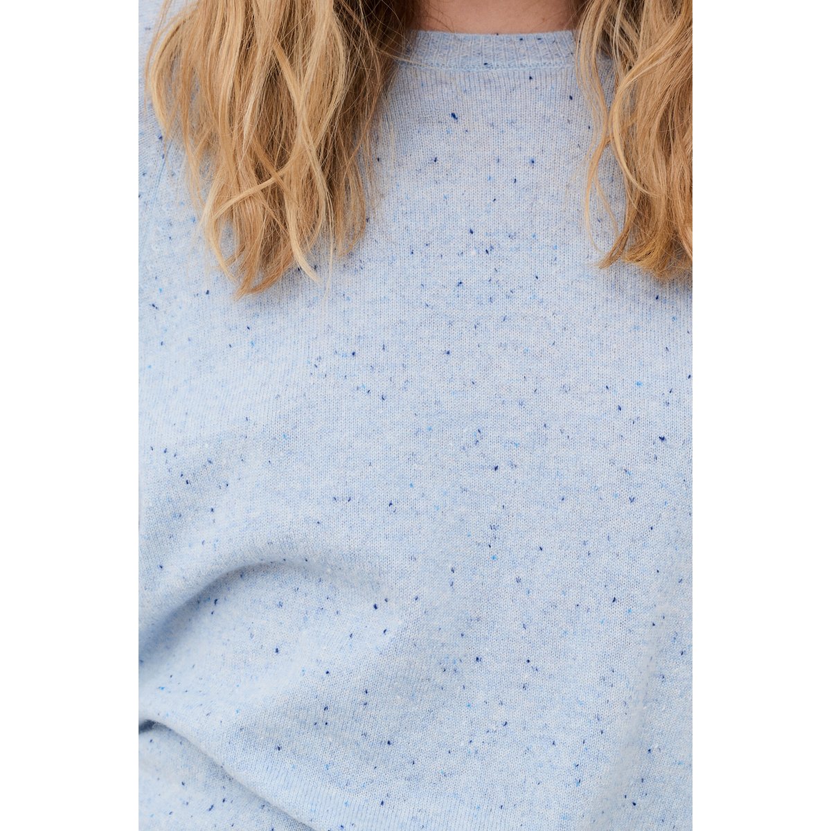 Pull droit col rond cachemire MLOTTIE bleu ciel, CAROLL