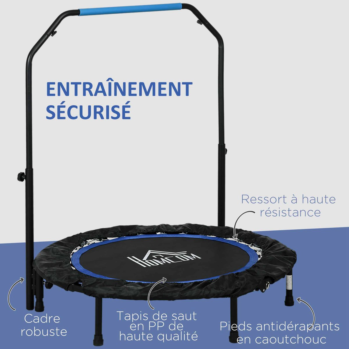 Trampoline de fitness PP Noir bleu, HOMCOM