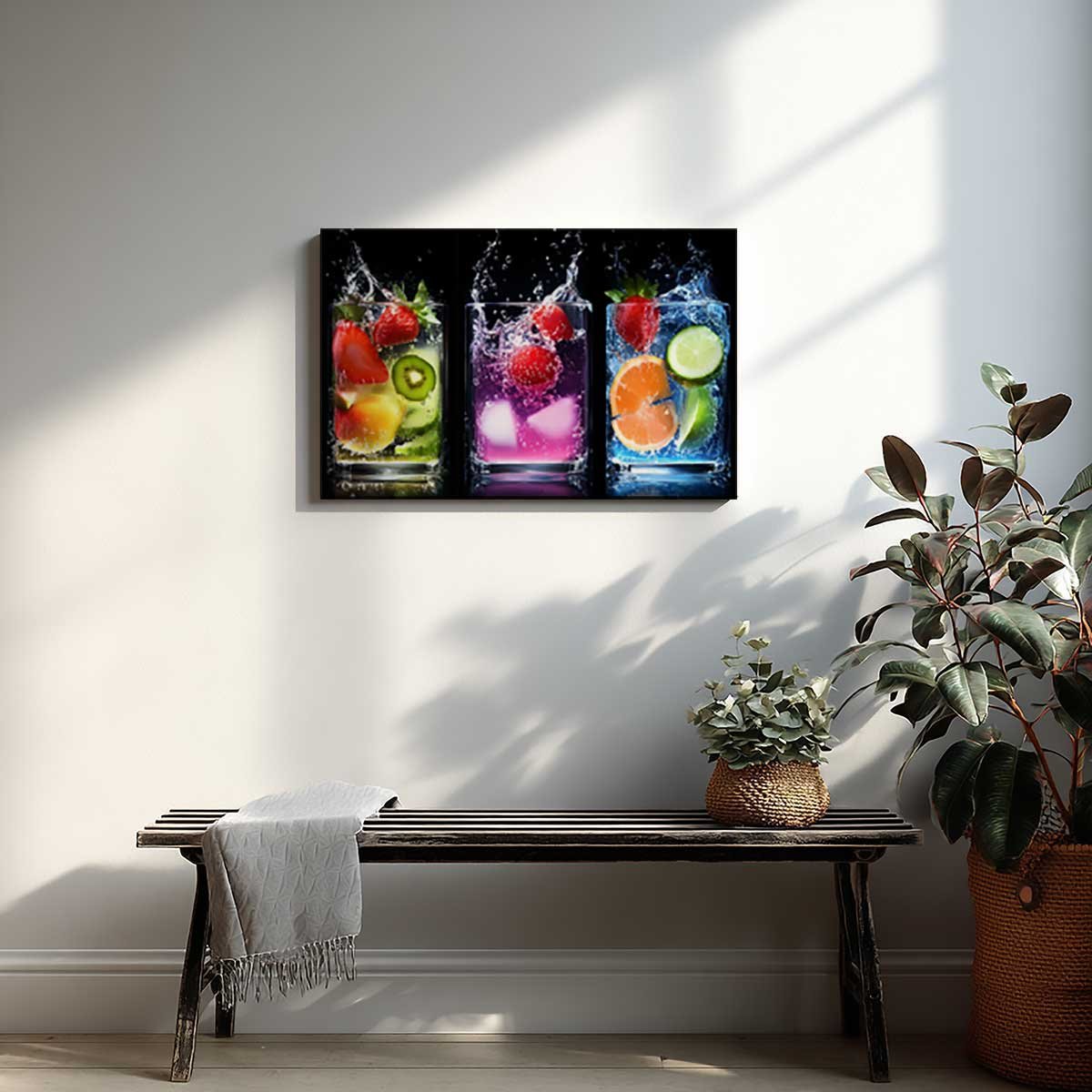Tableau trio de verres fruitifiés toile imprimée, HEXOA