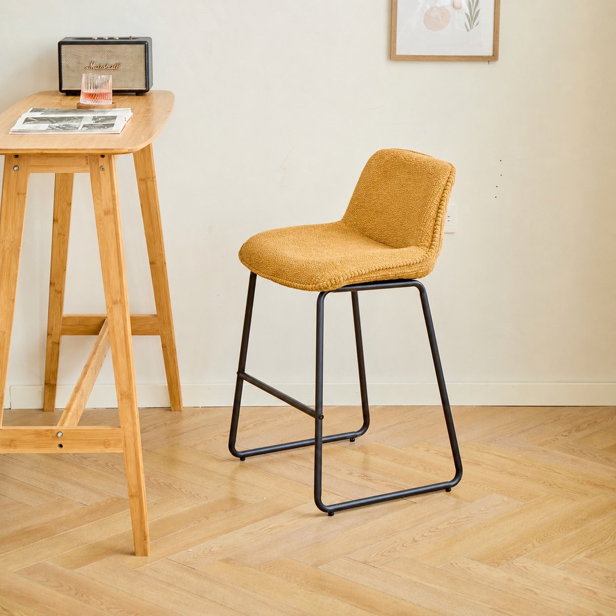 Lot de 2 tabourets de bar en métal CORIA jaune, NORDLYS