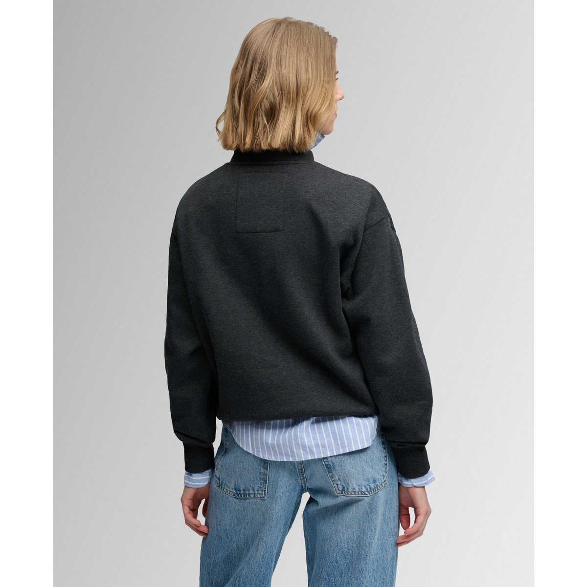Sweatshirt Country Club Col Rond noir phantom chiné, SUPERDRY