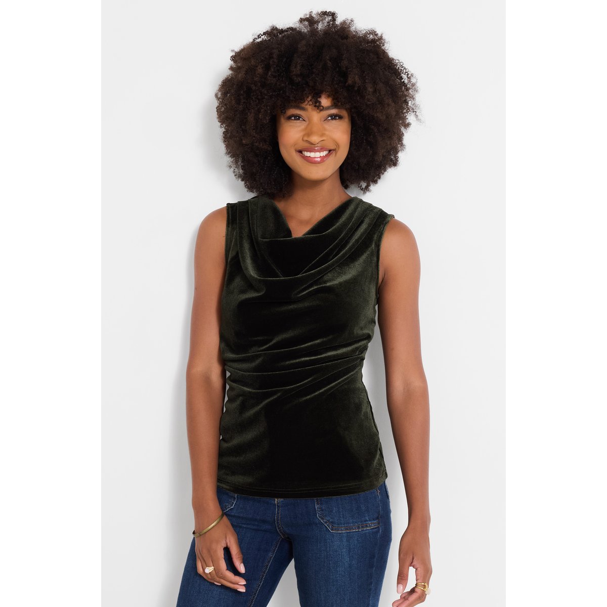 Haut Col Bénitier en Velours India vert, JOE BROWNS
