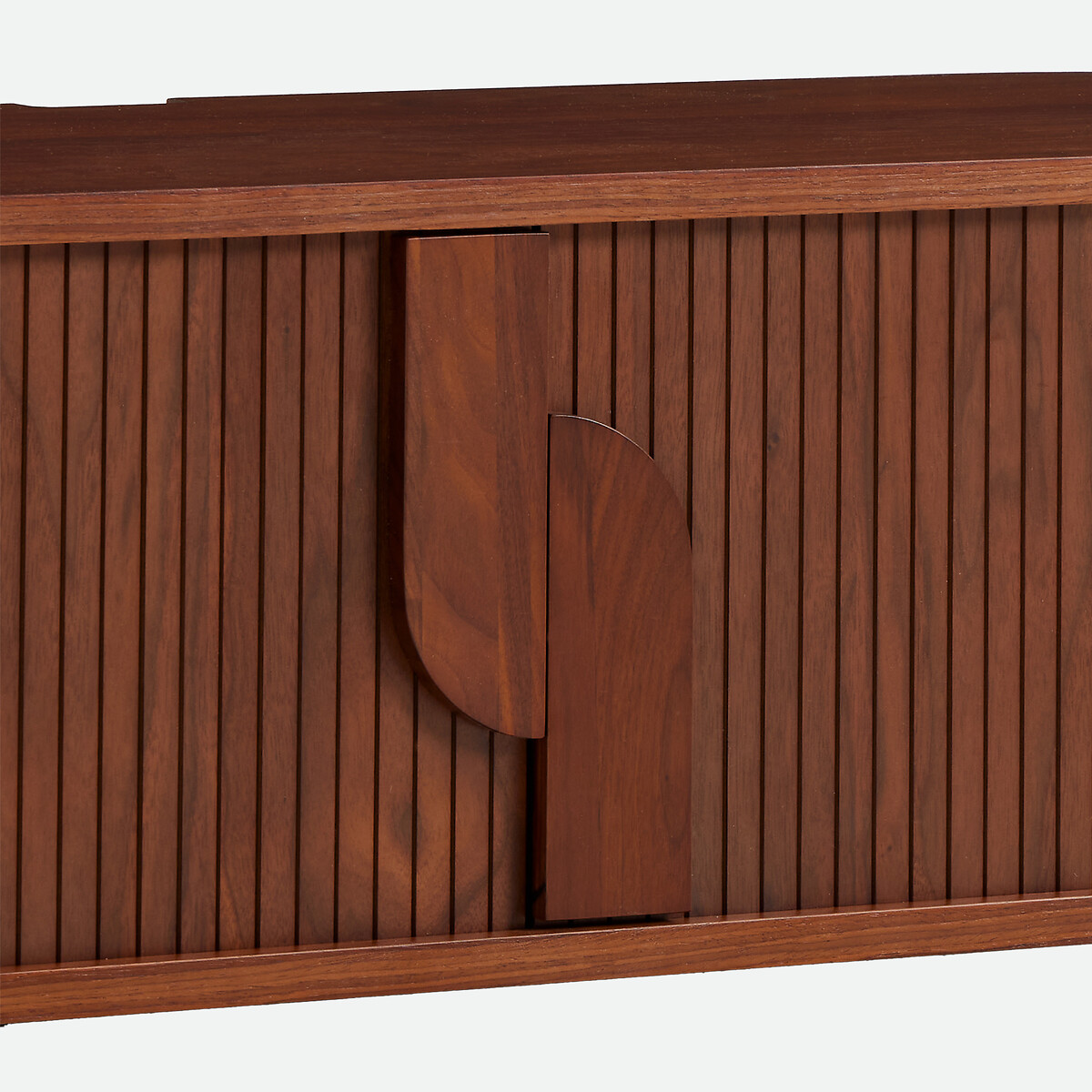 Meuble TV suspendu, en plaqué noyer, 2 portes coulissantes, L120cm, MARCELINO noyer, LA REDOUTE INTERIEURS