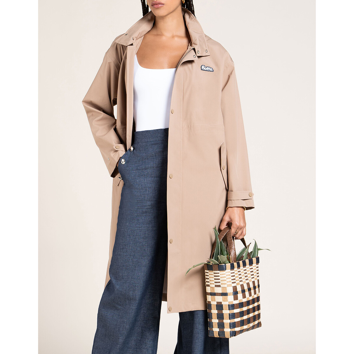 Imperméable long à capuche, SOLFERINO beige, FLOTTE
