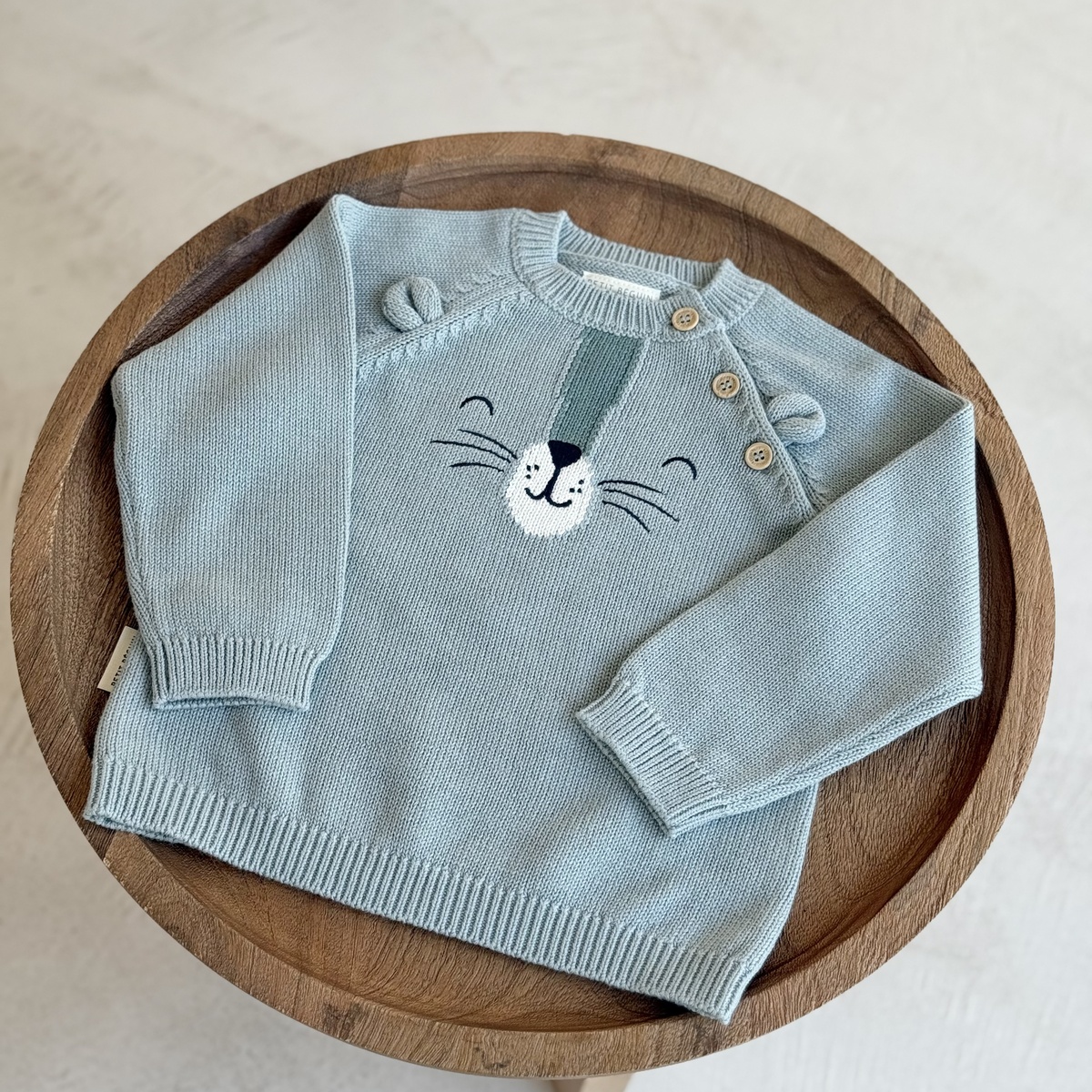 Pull enfant en tricot Oscar ecru, PETIT BEGUIN