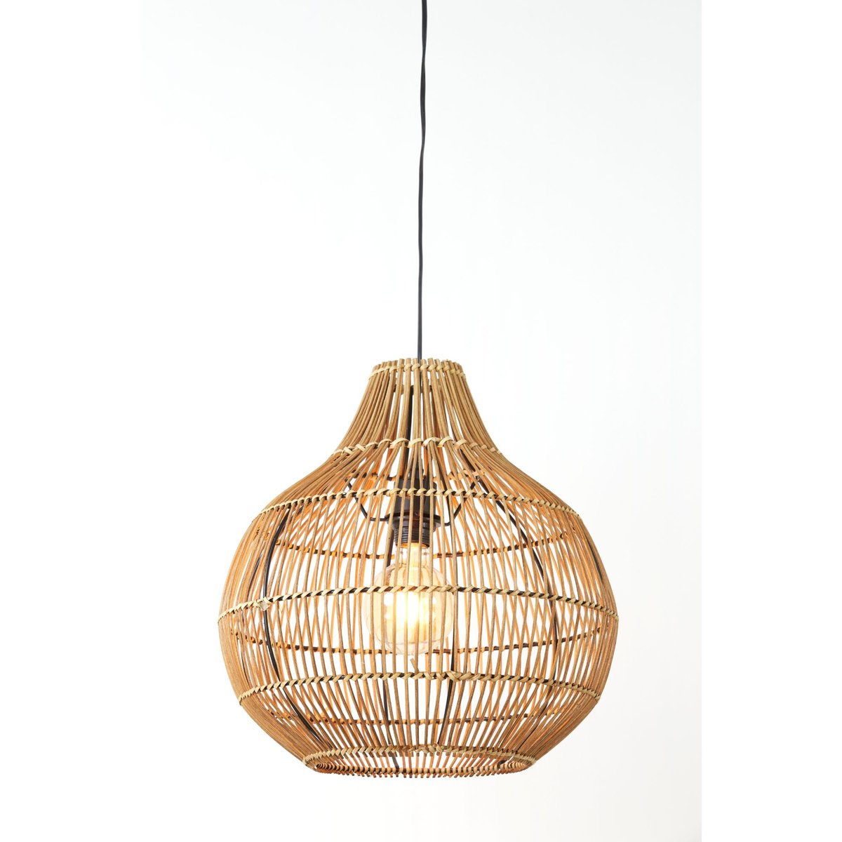 Lampe Suspendue Rotin PACINO marron foncé, LIGHT & LIVING 