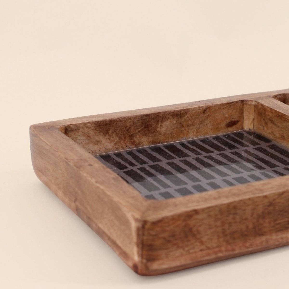 Plateau vide poche double en manguier 30x15cm naturel, ORNAMI