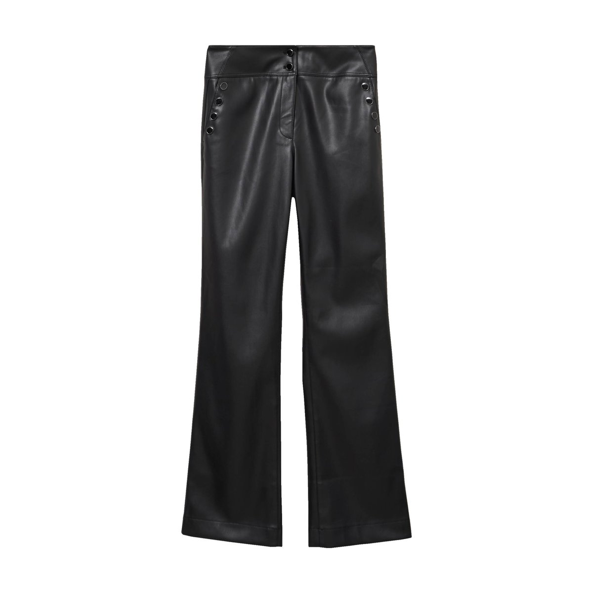 Pantalon bootcut taille haute similicuir noir, BREAL