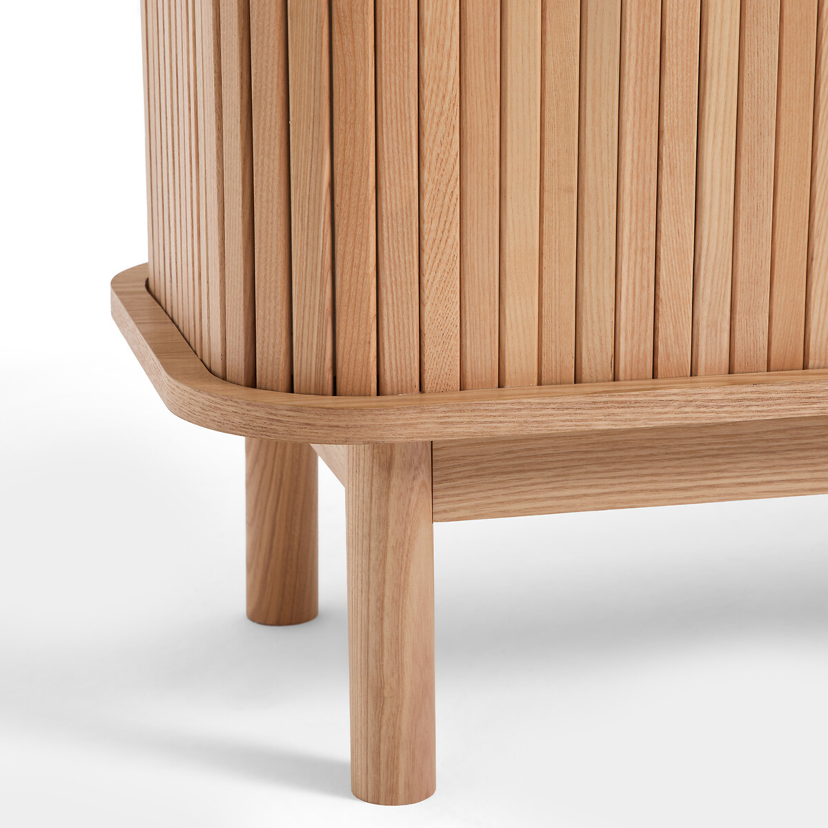 Mueble de TV de fresno y chapado, 2 puertas correderas, anchura de 120 cm, WAPONG roble teñido, LA REDOUTE INTERIEURS