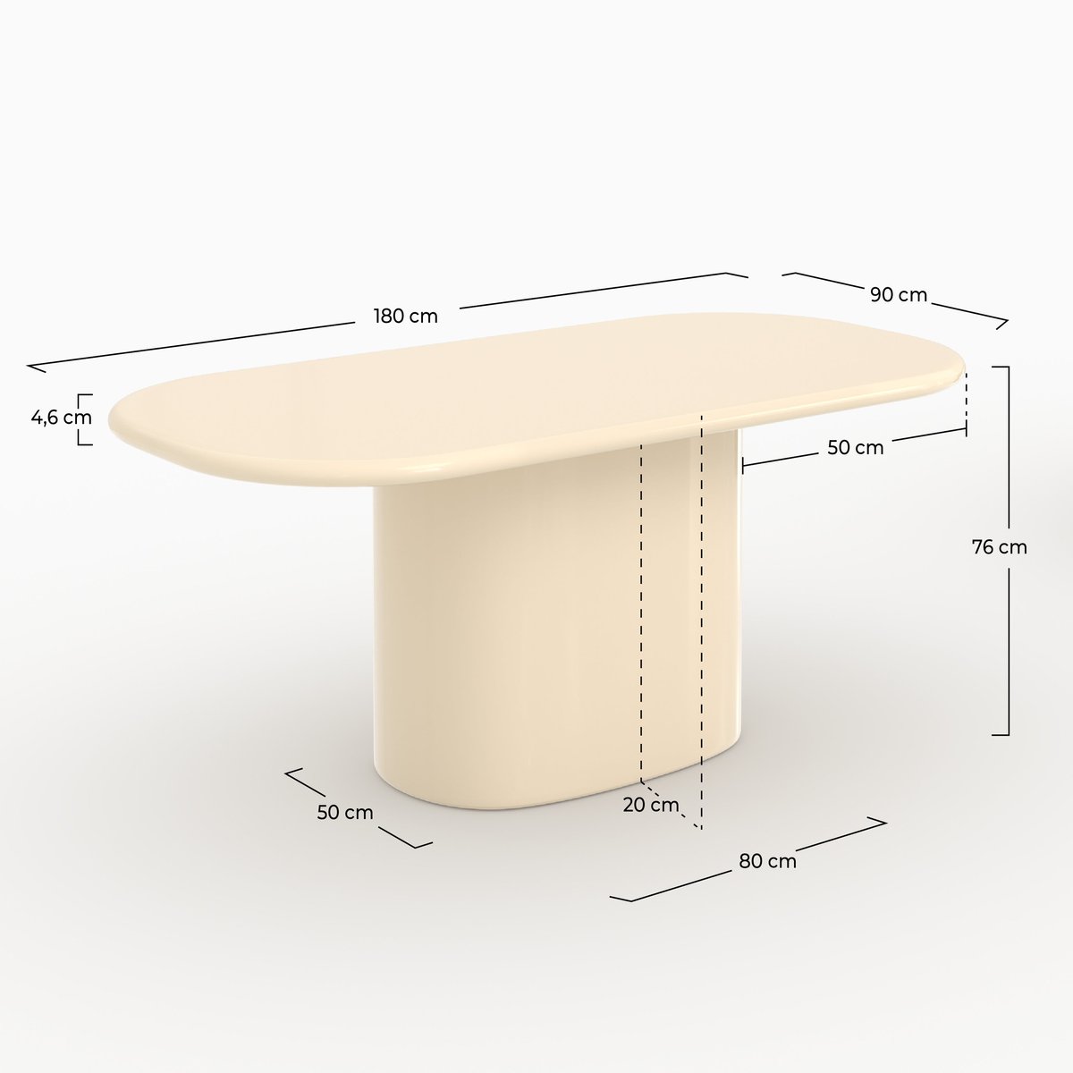 Table rectangulaire laquée en MDF, 6 personnes - LYDIA blanc, MAISON PAVANE