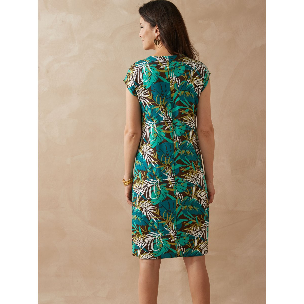 Robe avec perles fantaisie en maille imprimé turquoise, DAXON