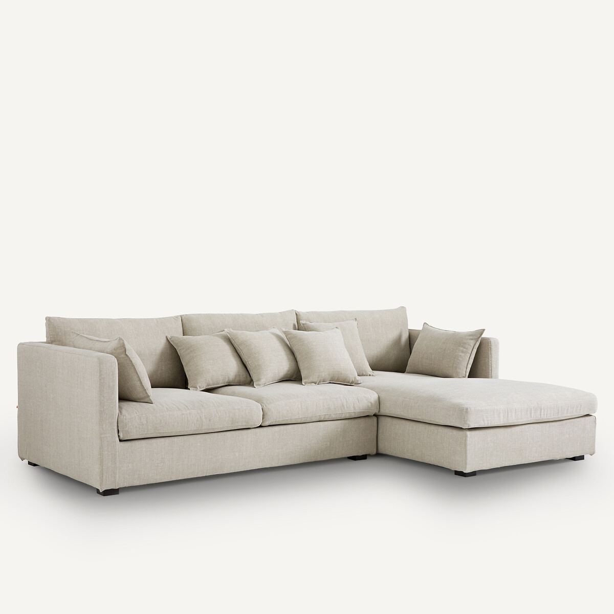Canapé d'angle, en coton et lin, Néo Kinkajou beige, AM.PM